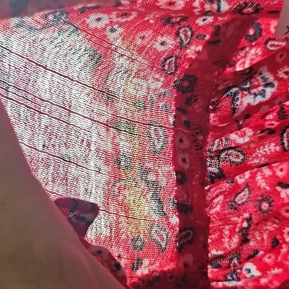 Maurices Red Paisley V-Neck Blouse - Picture 9 of 13